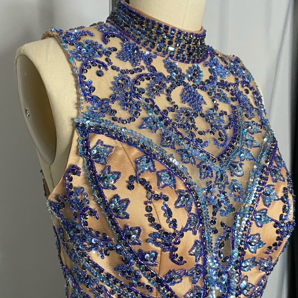 Sherri Hill blue beaded special occasion dress - Picture 3 of 8
